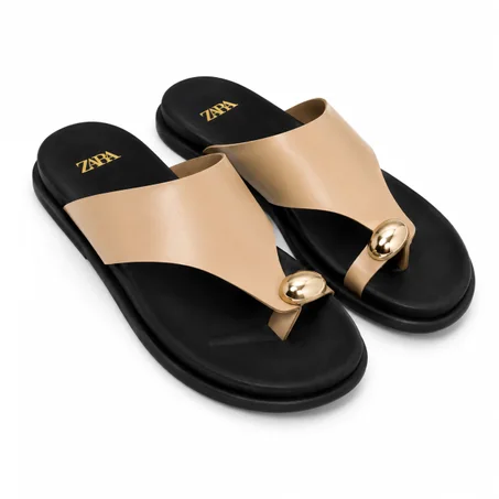 Sandale dorée chic en Noir - Kaki