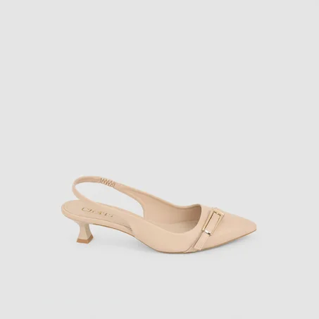 Escarpins demi talon Beige - Noir