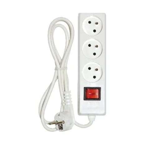 Multiprises 3x2P+T 1,5m Blanc