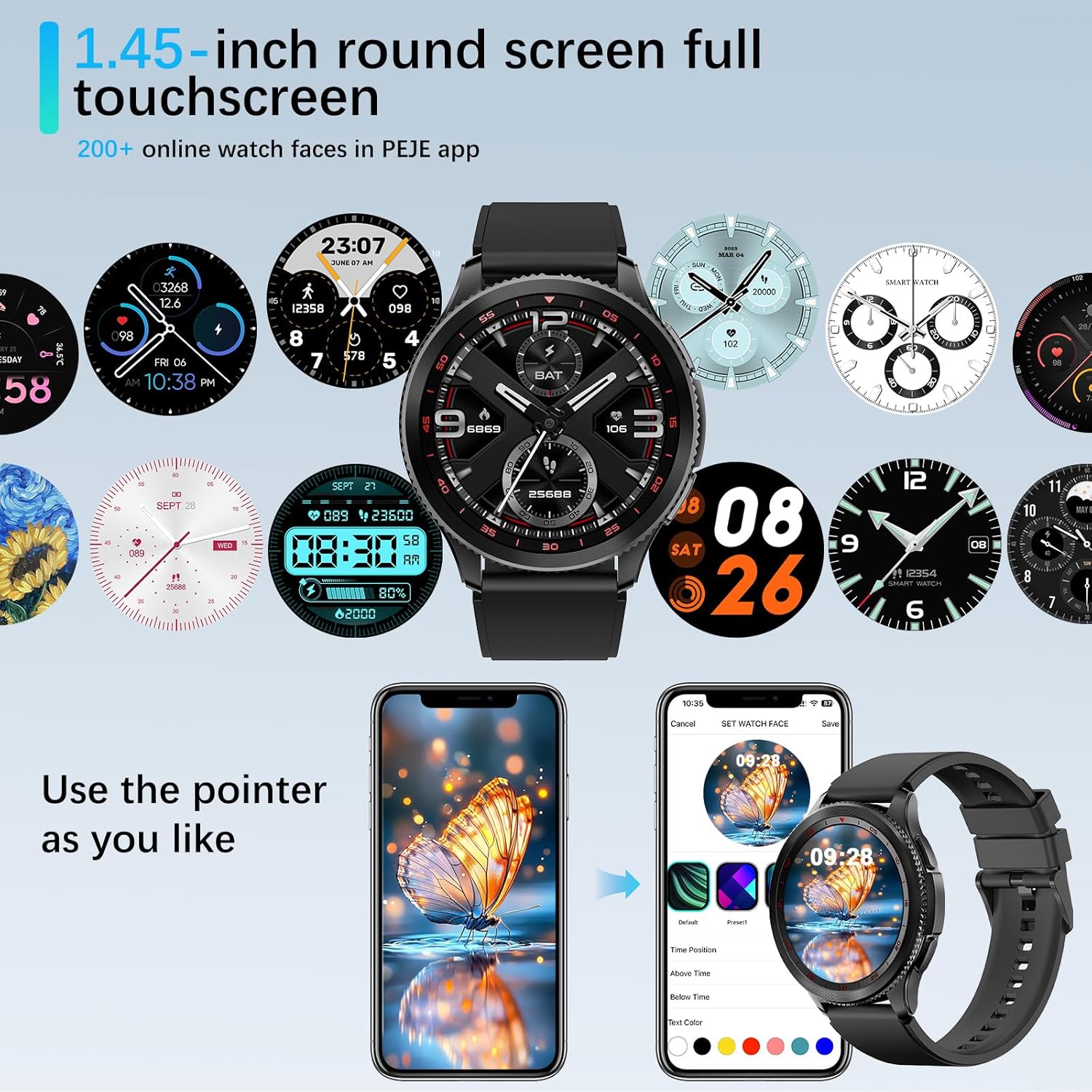 ساعة ريفو ذكية بشاشة قابلة للدوران للرجال