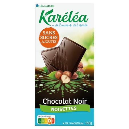 Karelea Tablette Chocolat Noir Noisette sans Sucres Ajouté 150G