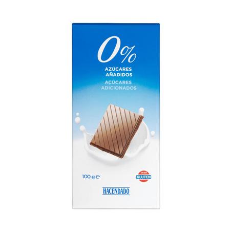 Chocolate extrafino con leche Hacendado 0% azúcares añadidos