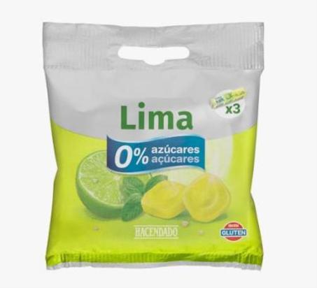 Caramelos sabor lima Hacendado 0% azúcare
