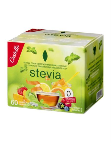 Stevia sachet sans sucre ajouté et sans gluten 60g (60 sachets)