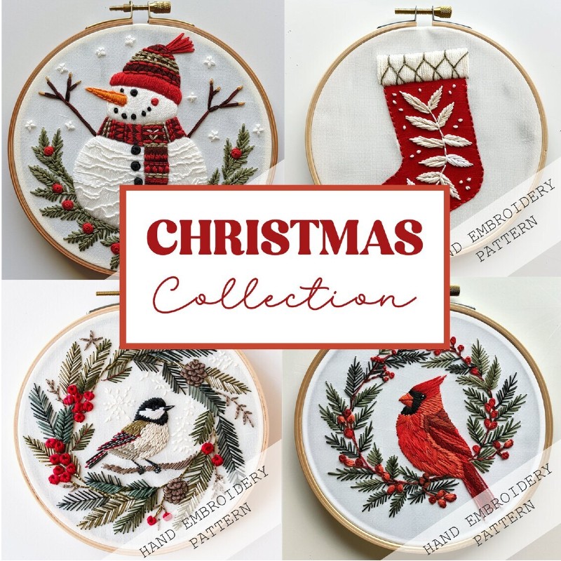 Christmas Embroidery Patterns, Winter Collection, Hand Embroidery pattern