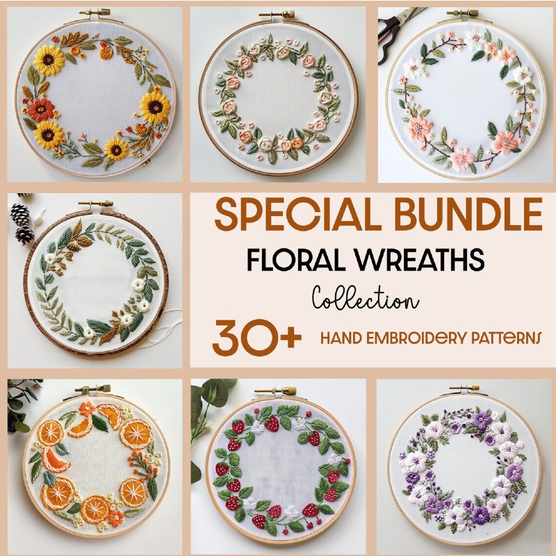 Wreaths Bundle, Frames collection, Embroidery template, Current And Future Designs