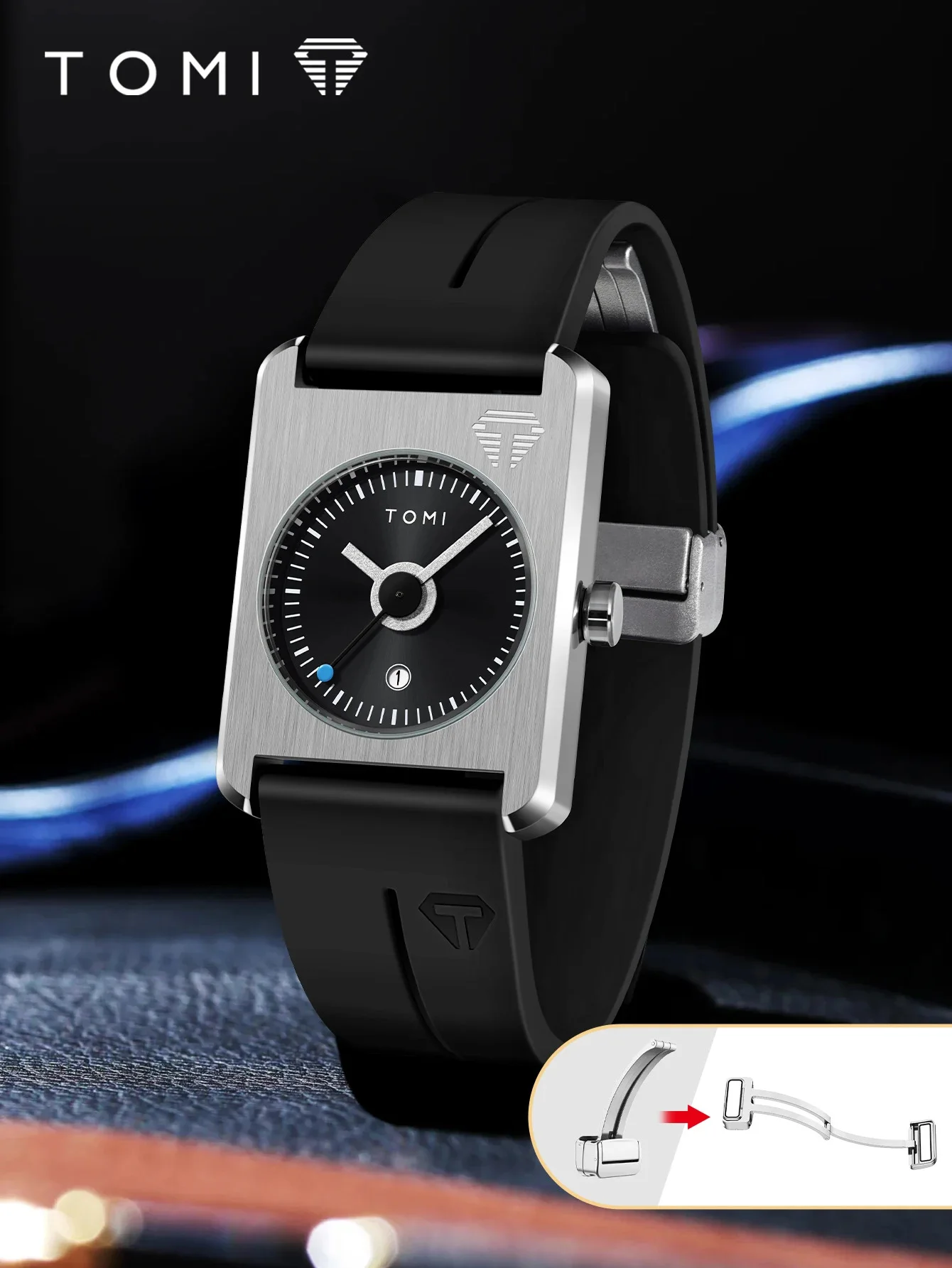 ساعات يد رجالية مربعة تعمل بالكوارتز، ذات ميناء صغير ومشبك مغناطيسي، تصميم بسيط وكاجوال