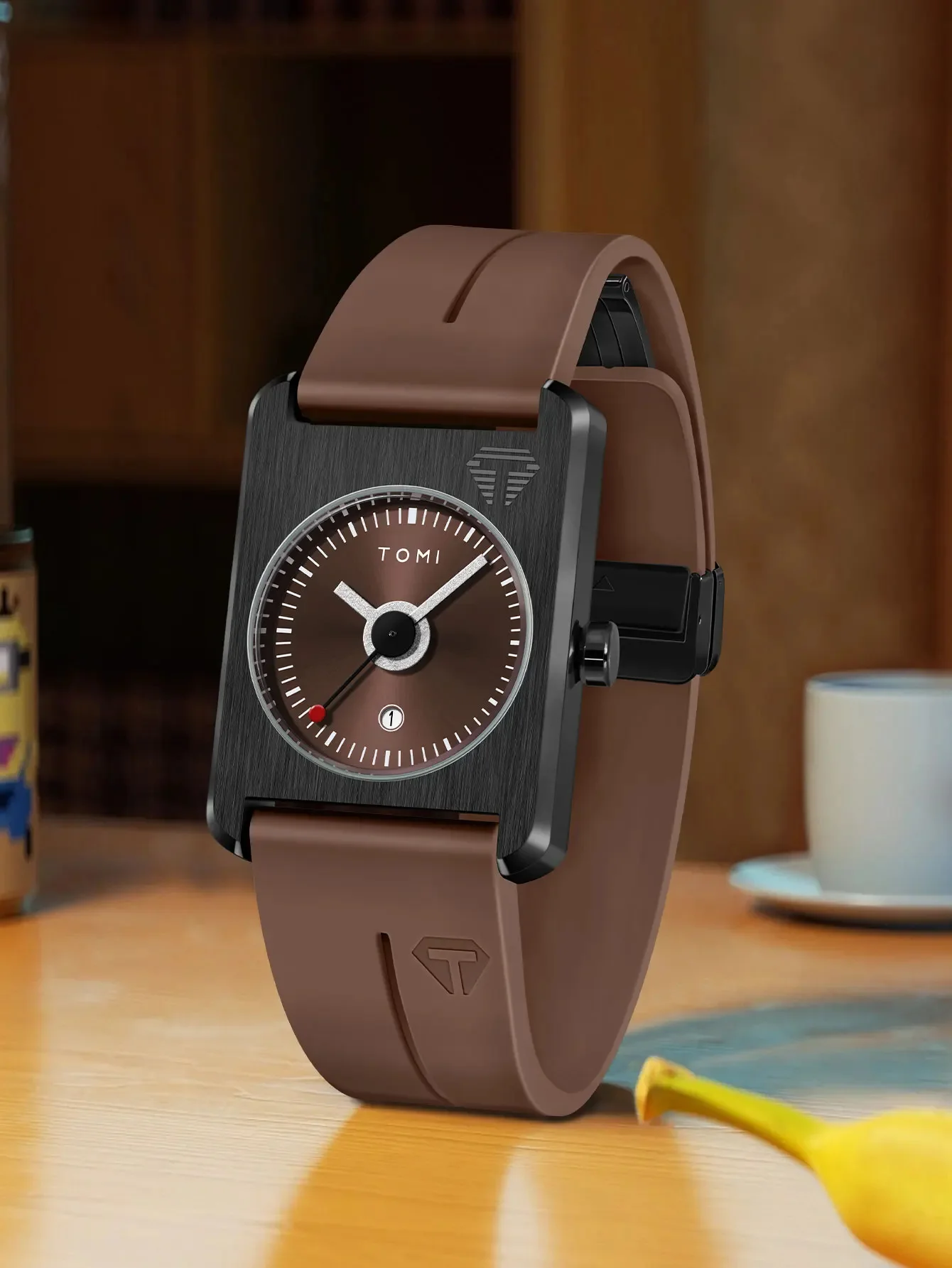 ساعات يد رجالية مربعة تعمل بالكوارتز، ذات ميناء صغير ومشبك مغناطيسي، تصميم بسيط وكاجوال