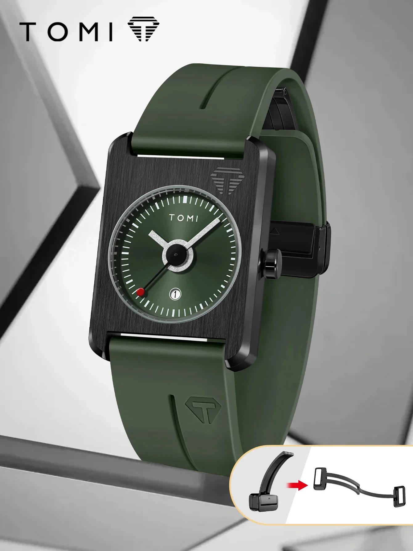 ساعات يد رجالية مربعة تعمل بالكوارتز، ذات ميناء صغير ومشبك مغناطيسي، تصميم بسيط وكاجوال