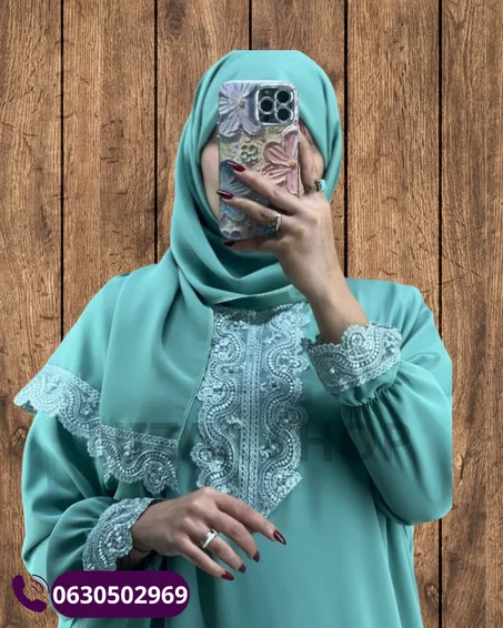 عباية راقية وأنيقة بلمسة دونتيل فاخرة للصلاة