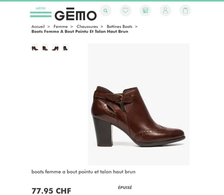 Boots Femme A bout pointu Et Haut Brun d'origine