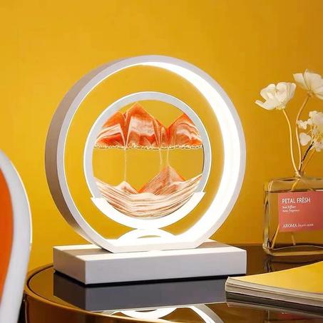 Creative Quicksand Table Lamp Moving Sand Art, Image 3D Hourglass Deep Sea Sandscape Chambre pour la décoration intérieure LED Night Light-I, White Light
