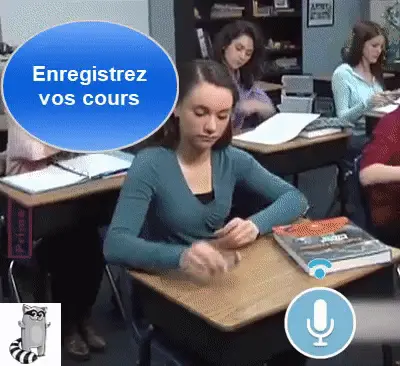 Student using USB recorder during a lecture