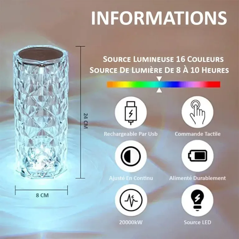 Lampe de table tactile rechargeable