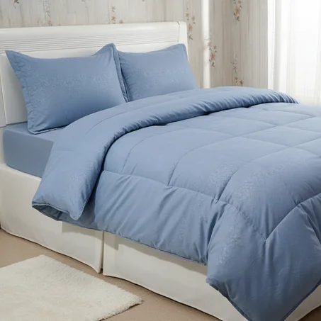 Couette unie barroque 2 places bleu ciel