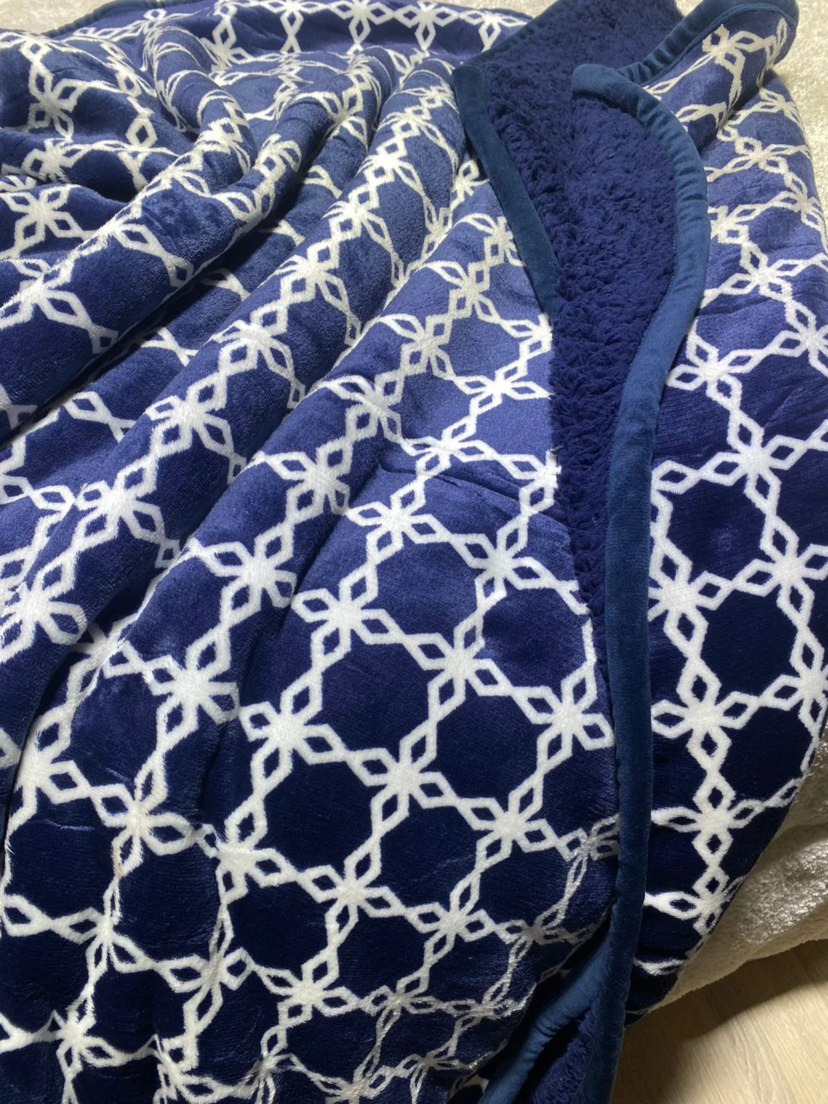 plaid double face Bleu et blanc