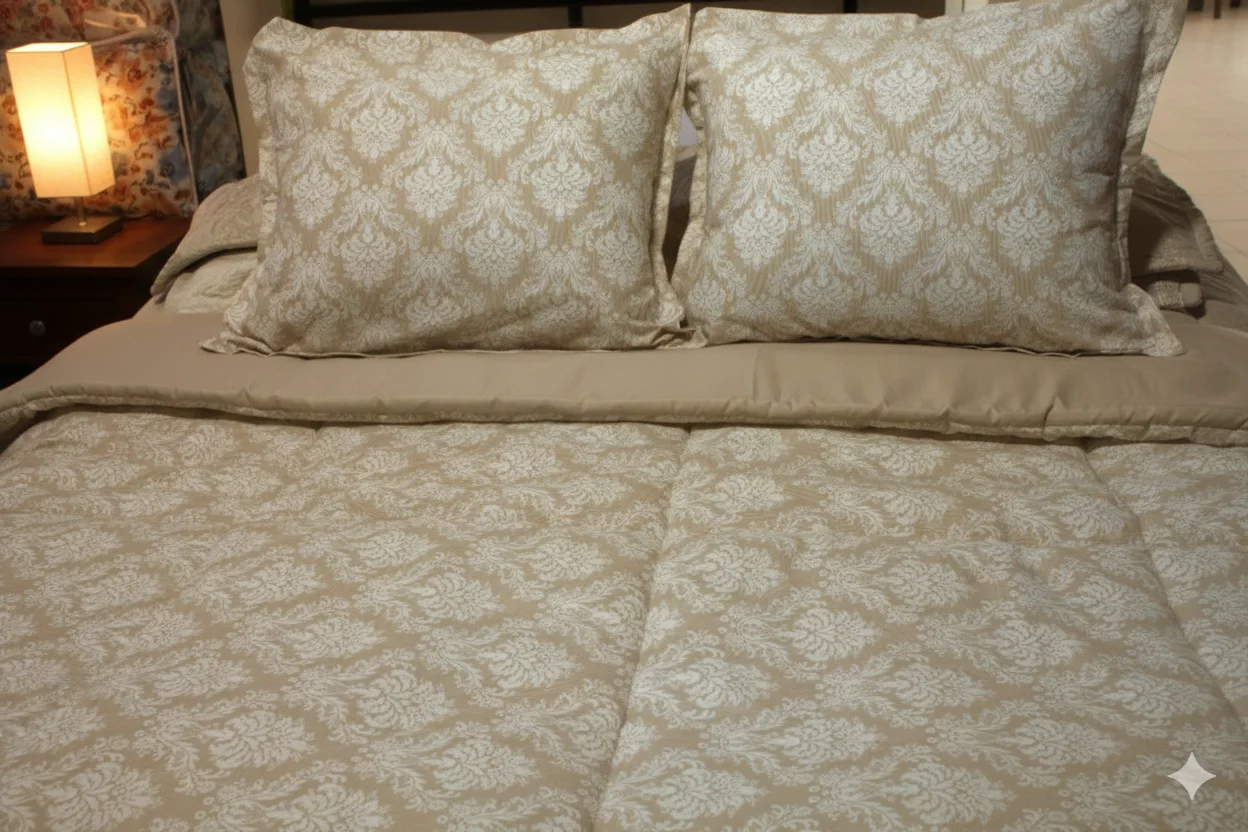 Pack couette + parrure barroque beige