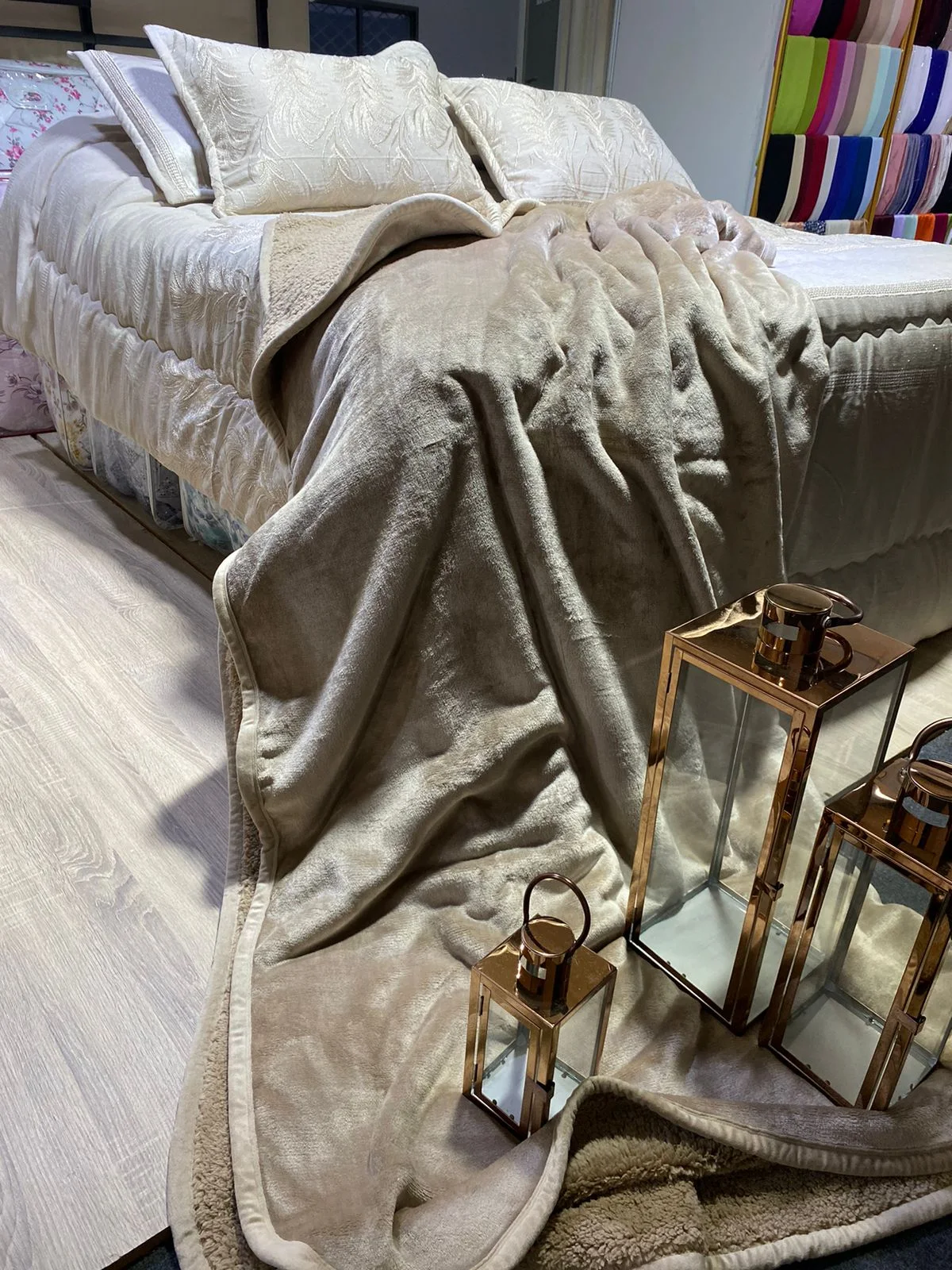 plaid double face uni greige