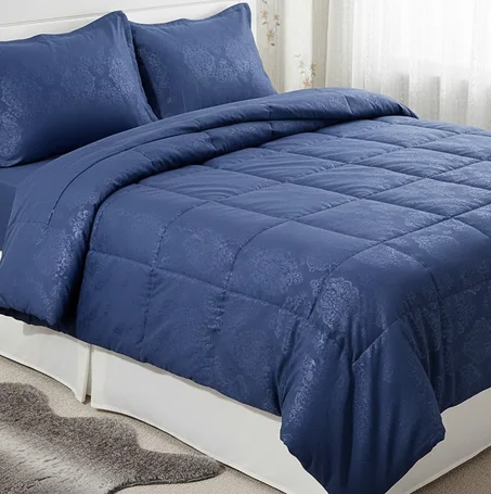 Couette unie barroque 2 places bleu marine