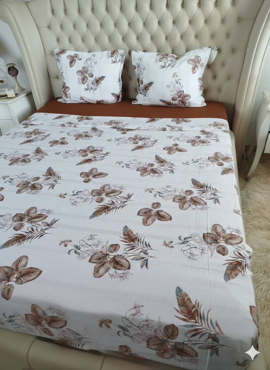 Pack couette + Parrure végétal orange