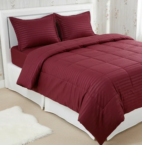 Couette unie 2 places rouge bordeaux