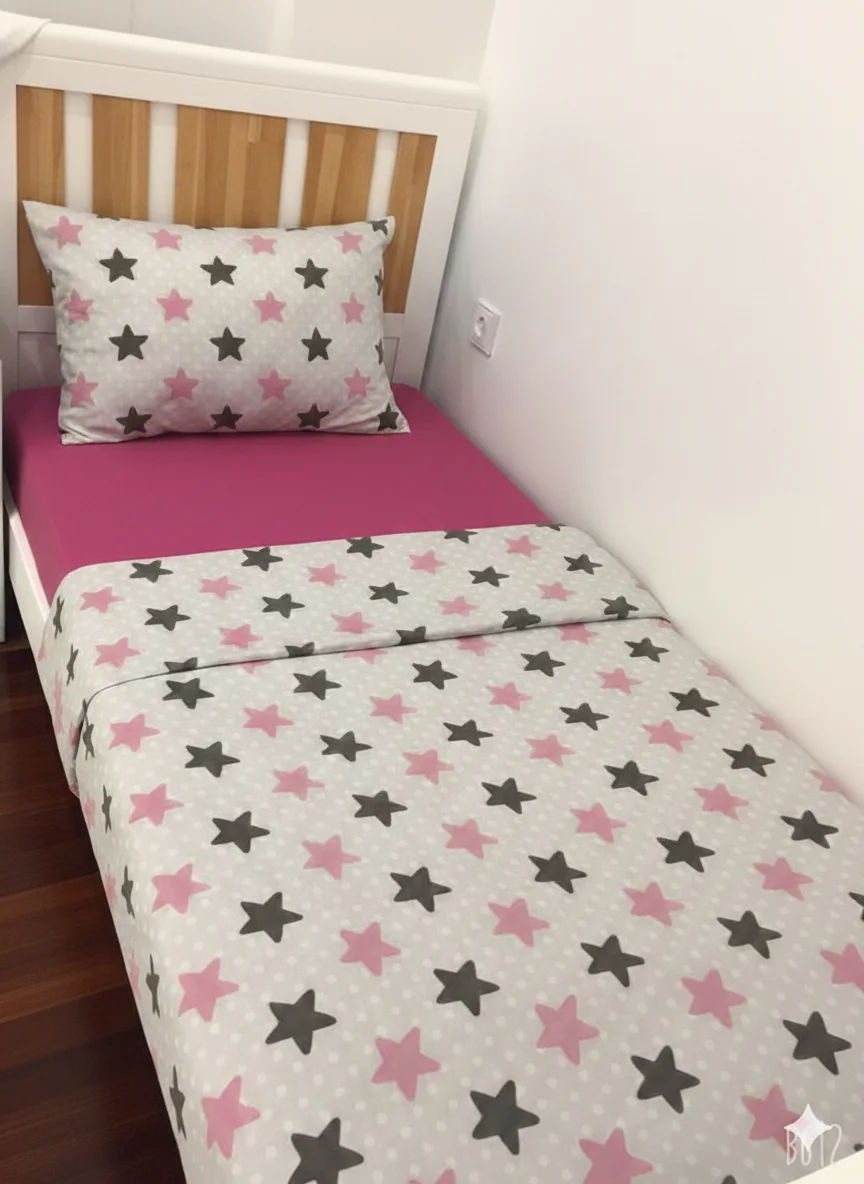 Pack Couette + Parrure de draps enfant étoile rose