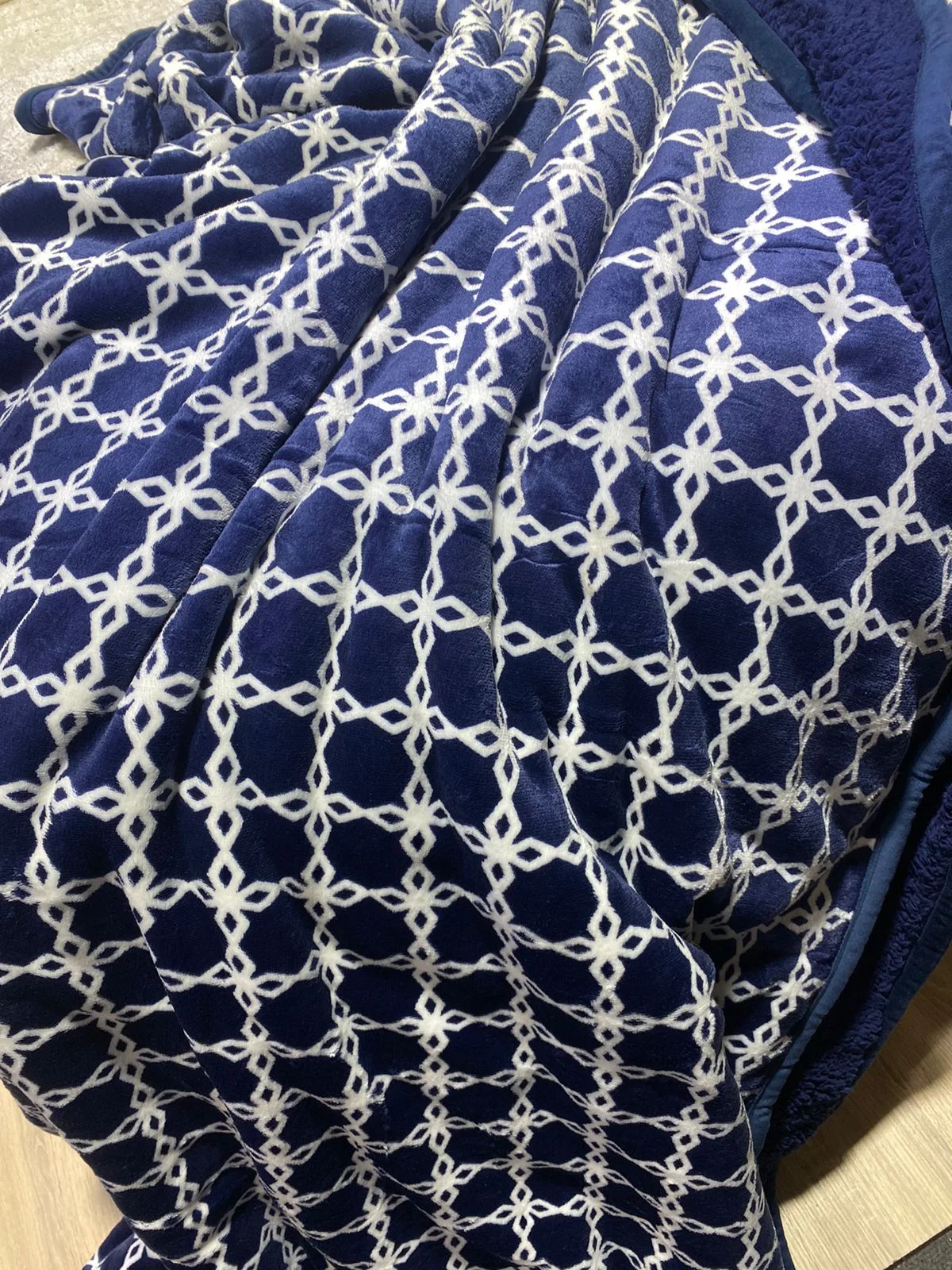 plaid double face Bleu et blanc