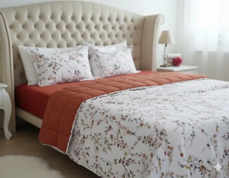 Couette 2 places fleuri