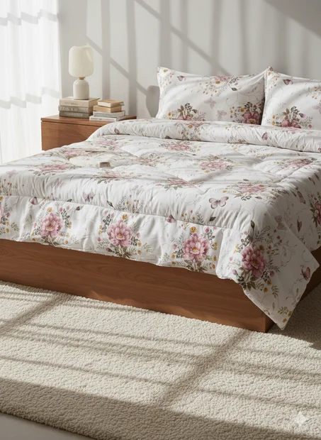 Couette 2 places fleuri