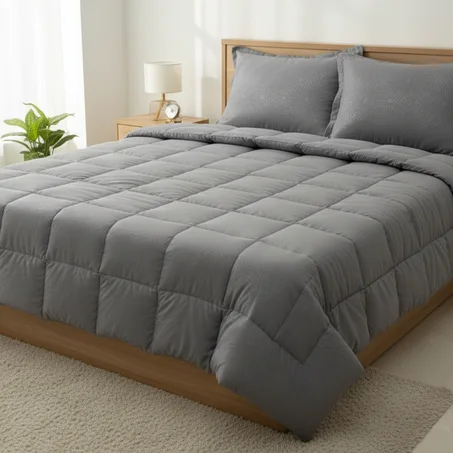 Couette Unies 2 places barroque gris