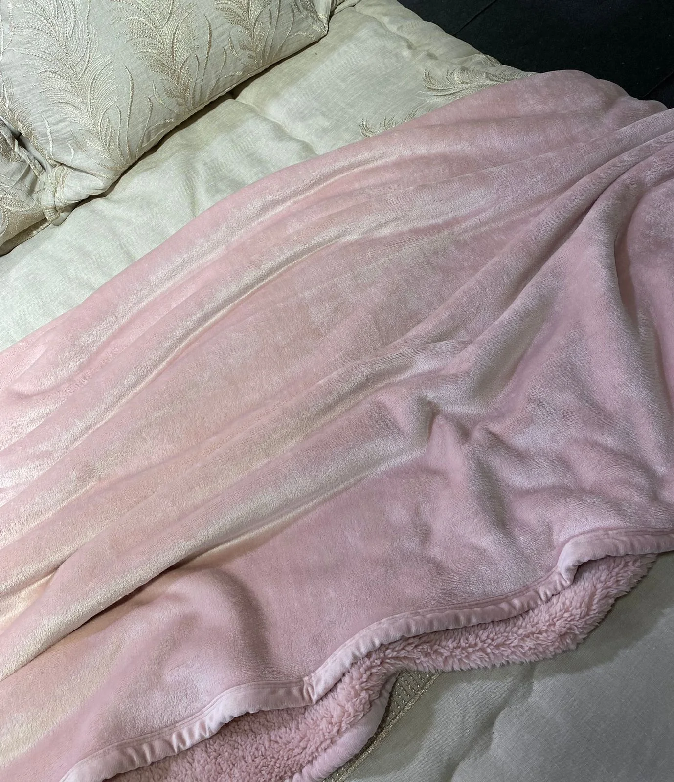 plaid double face rose bébé