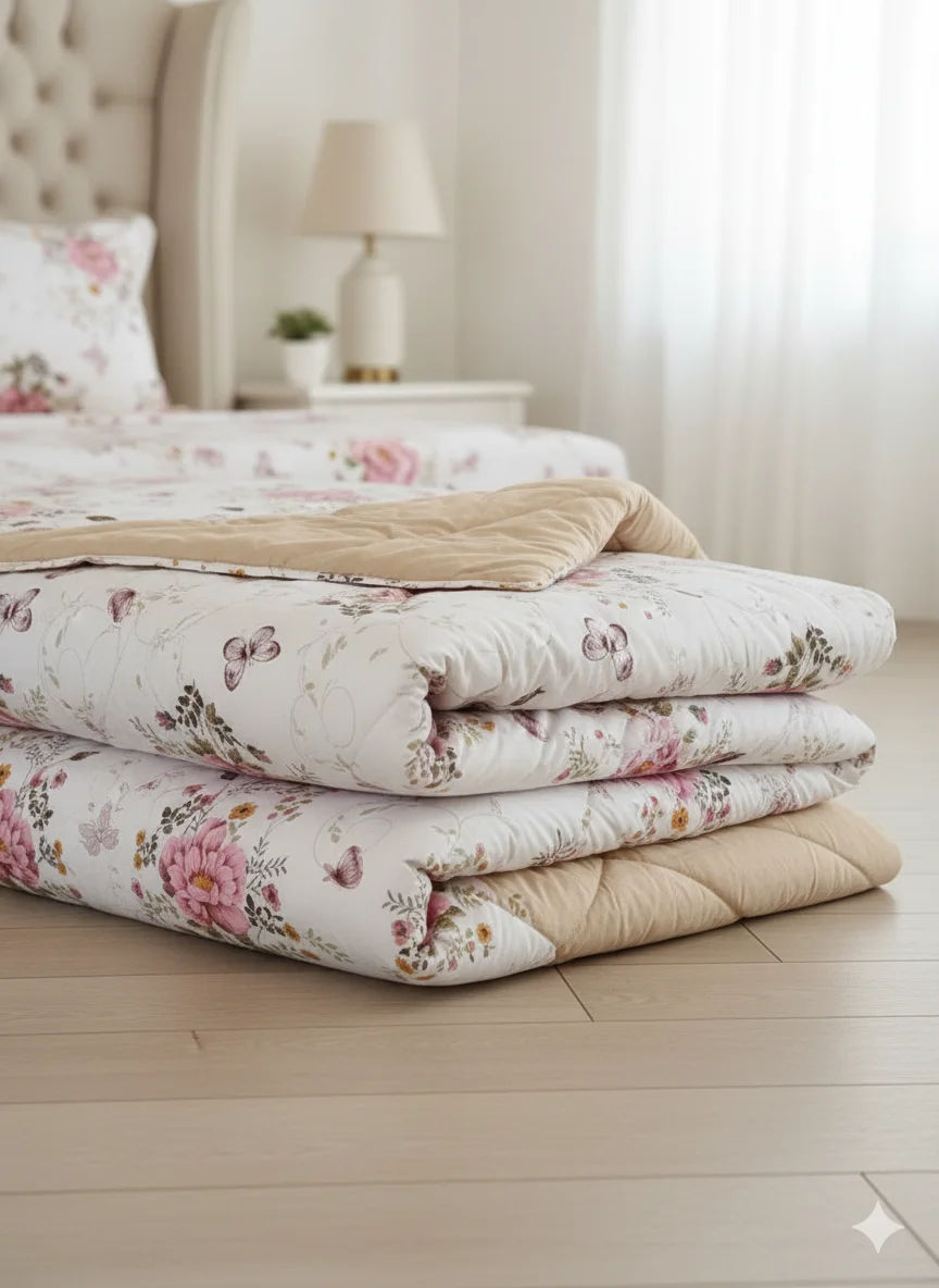 Couette 2 places fleuri