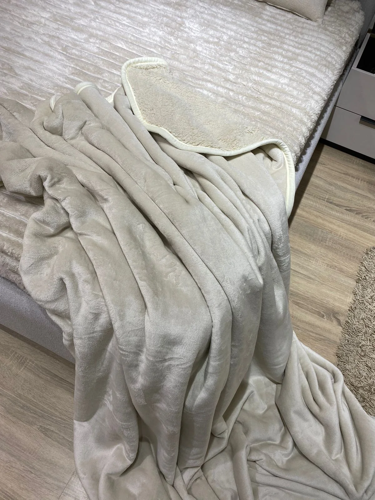 plaid double face uni crème