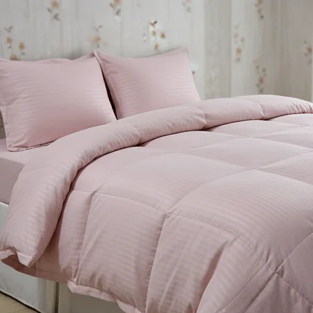 Couette uni 2 places rose bébé