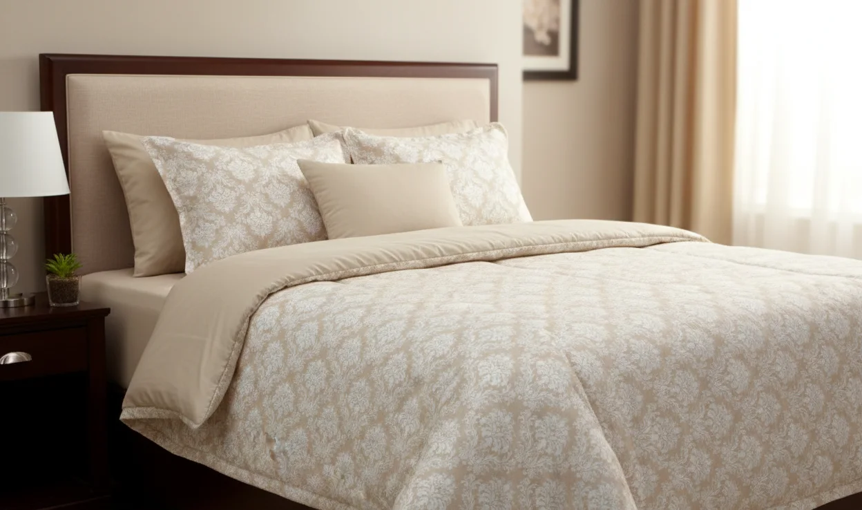 Pack couette + parrure barroque beige