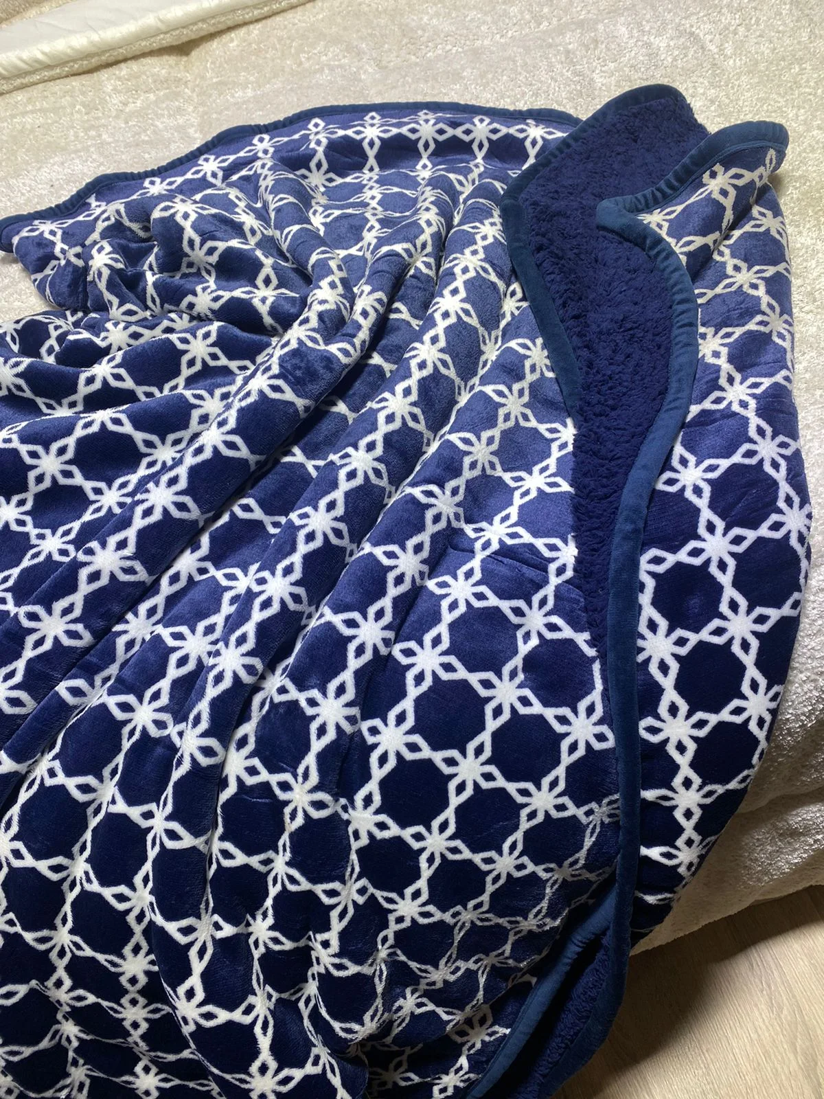 plaid double face Bleu et blanc