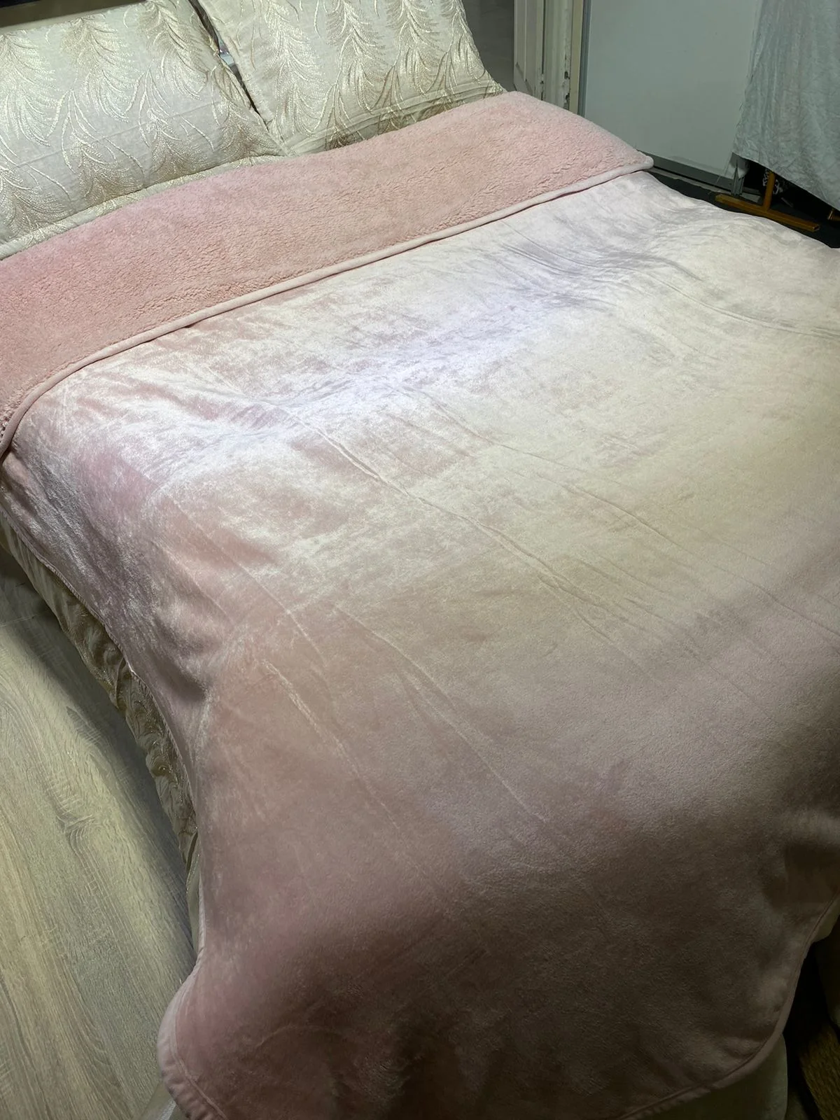 plaid double face rose bébé