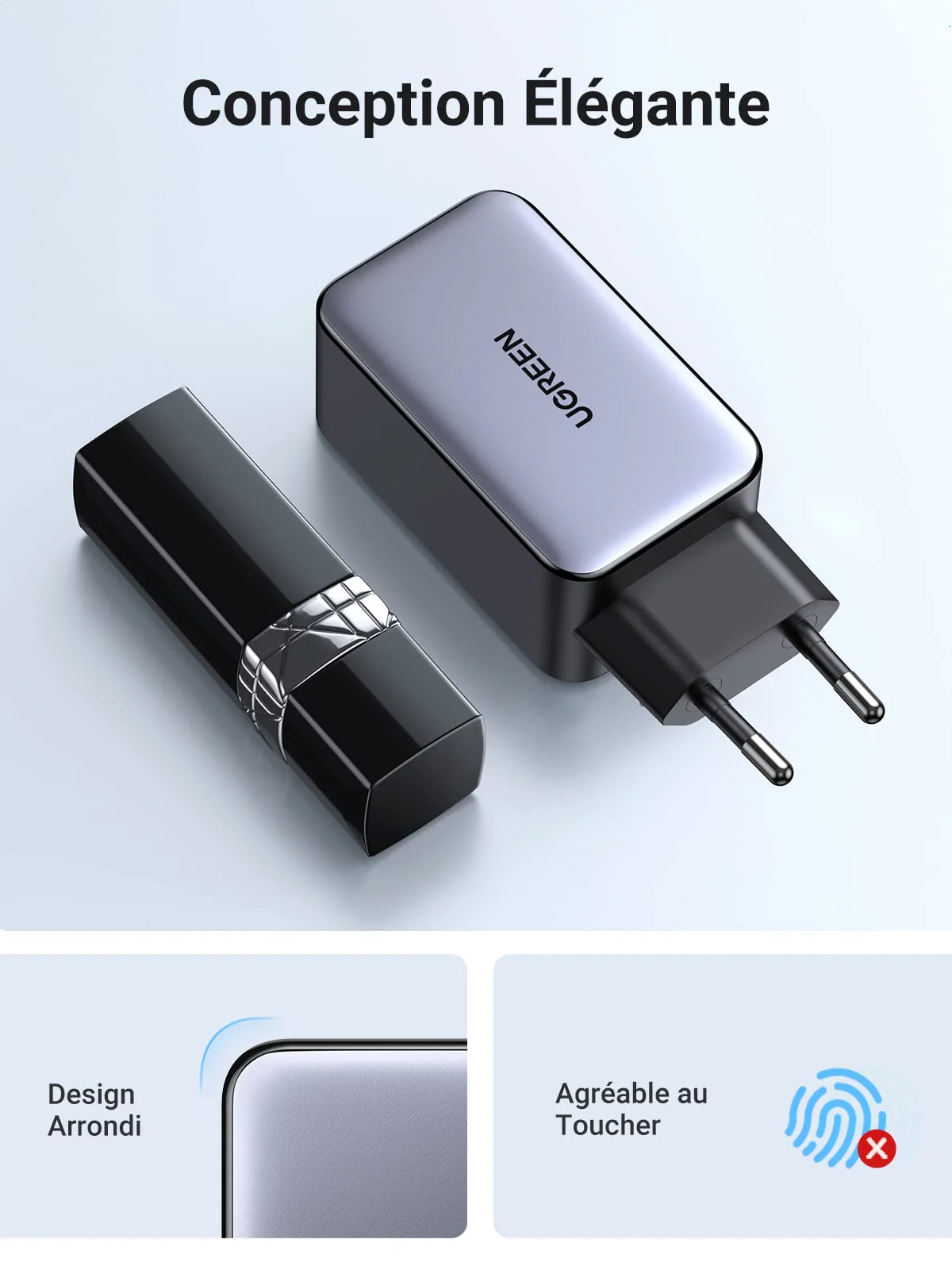 UGREEN Nexode Chargeur de Voyage 65 W 3 ports