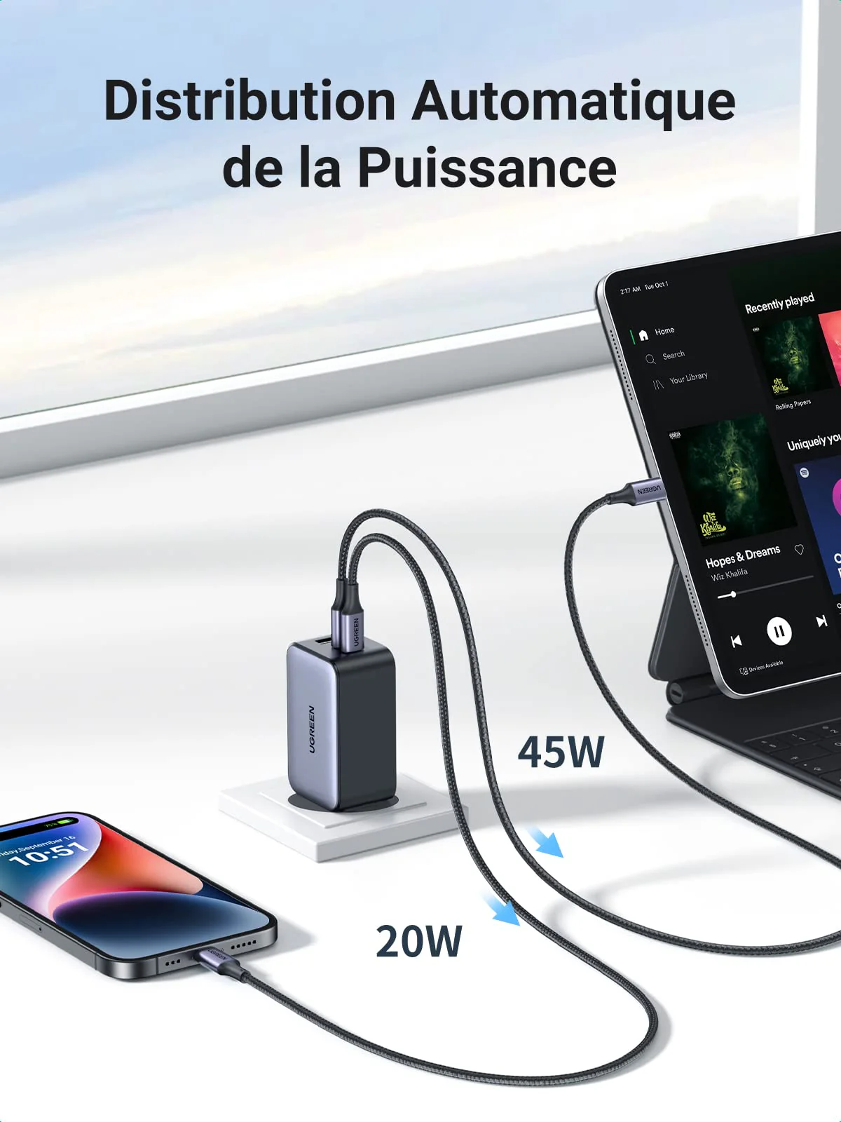 UGREEN Nexode Chargeur de Voyage 65 W 3 ports