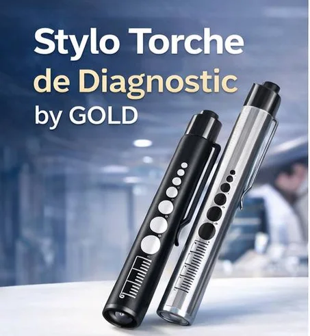 Stylo torche avec double lumière blanche et jaune