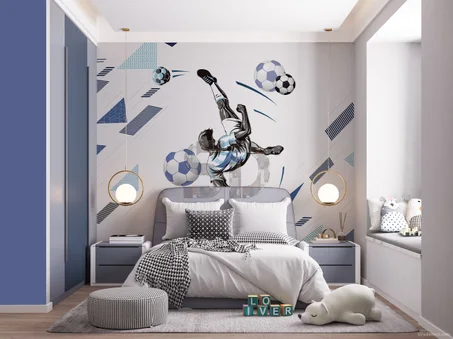 Papier Peint enfant Football Dynamique