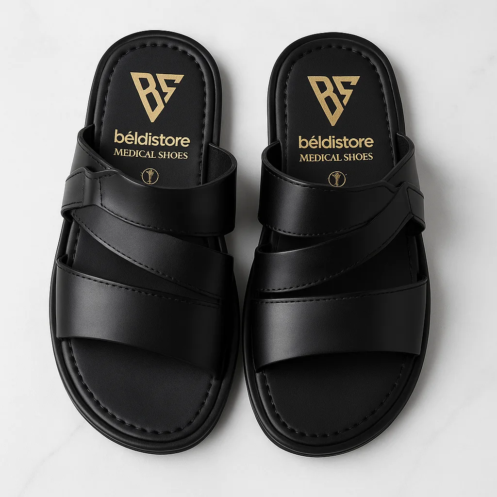 صندالة جلد طبيعي 100%  - ذات صمطة (سامبل)