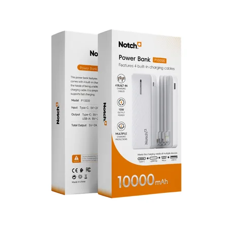 Power Bank NOTCH 10 000 mAh avec 4 câbles intégrés