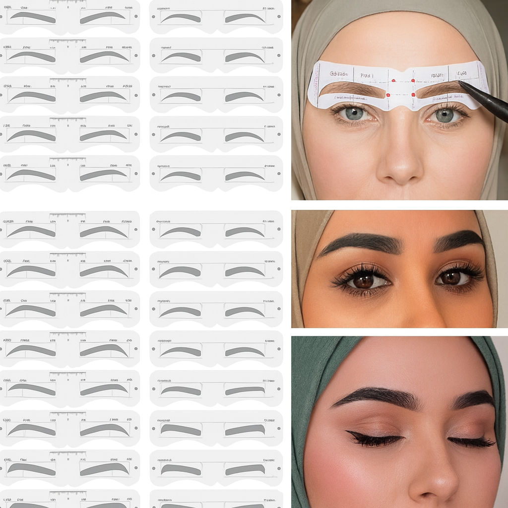 مجموعة قوالب الحواجب القابلة لإعادة الاستخدام – أداة تحديد ورسم الحاجب مع مسطرة ناعمة للتشكيل والتهذيب | قوالب احترافية لتنسيق الحواجب بسهولة ودقة