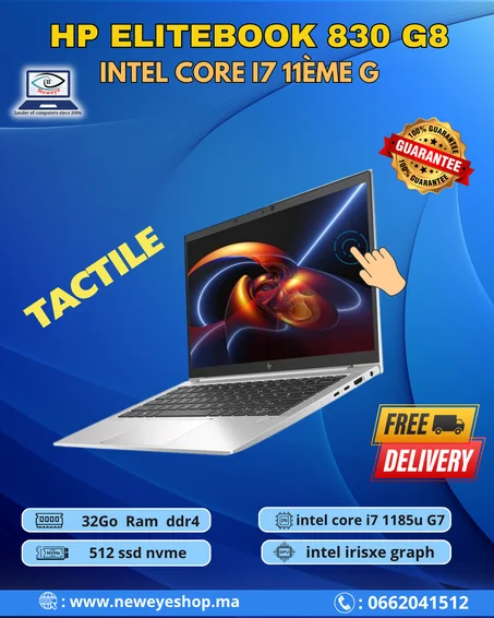 HP Elitebook 830 G8 tactile Intel core i7 11 ème génération 32/512
