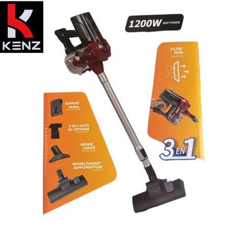 Kenz Aspirateur À Fil 3 en 1 À Main Sans Sac Cyclonique 1200w – Rouge