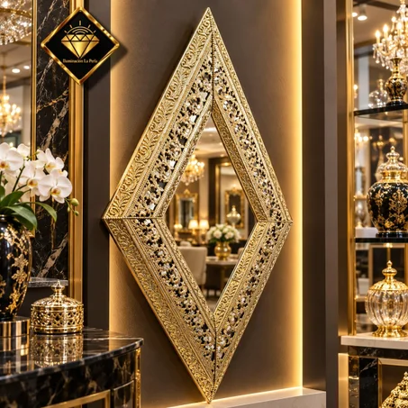 مرآة فاخــرة بتصميم هندشسي راق - المقاس العرض 50 سم الطول 90 سم