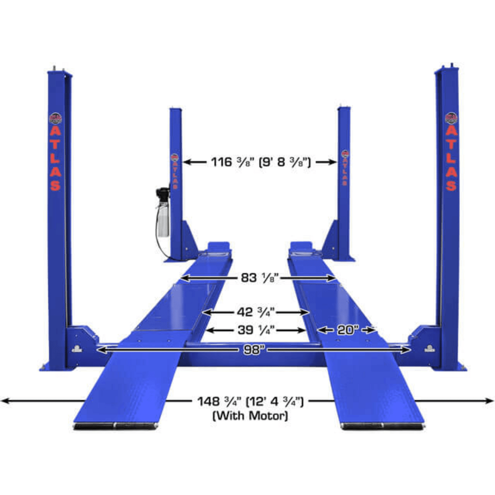 Atlas BP8000 8,000 lb Capacity Baseplate 2-Post Lift