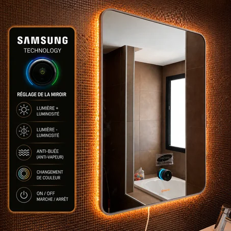 Miroir LED THEROSE – Technologie Samsung