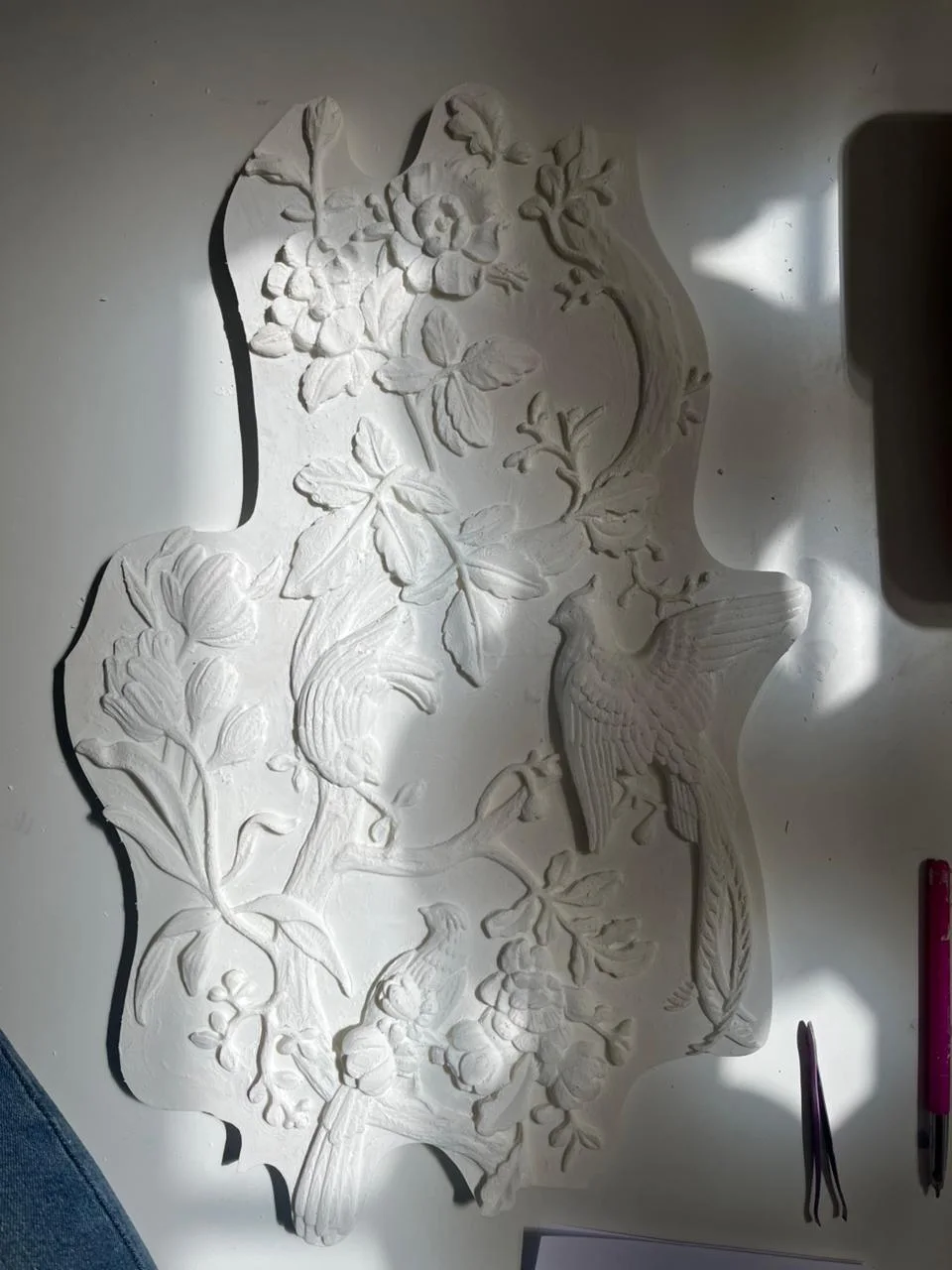 Envol Floral-revêtement murale 3D en plâtre